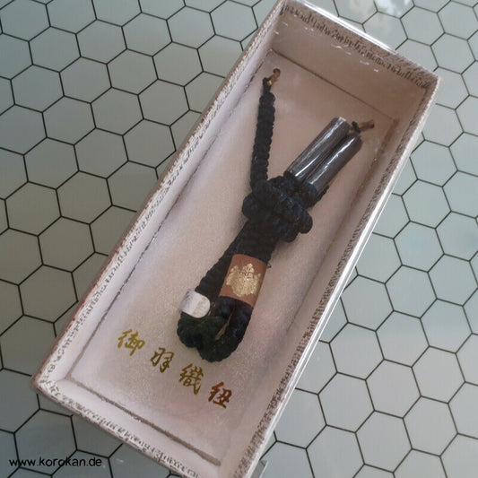 dunkelblau glänzende Seiden Flecht Kordel Männer Haori Himo - in Box