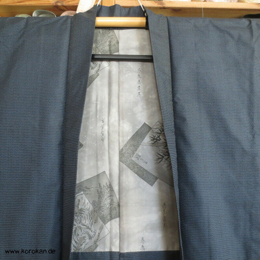 Männer Haori Kimono Jacke Tsumugi Seide, Seidenfutter Shikishi