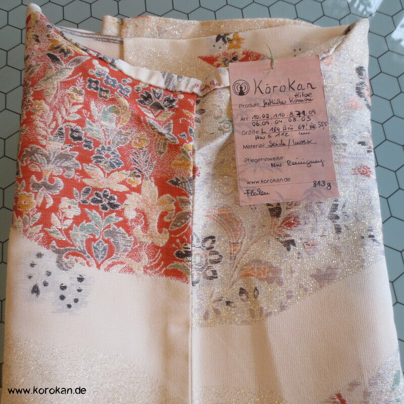 feine Blütenmuster Hitoe Fein Seiden Lurex Jacquard Kimono