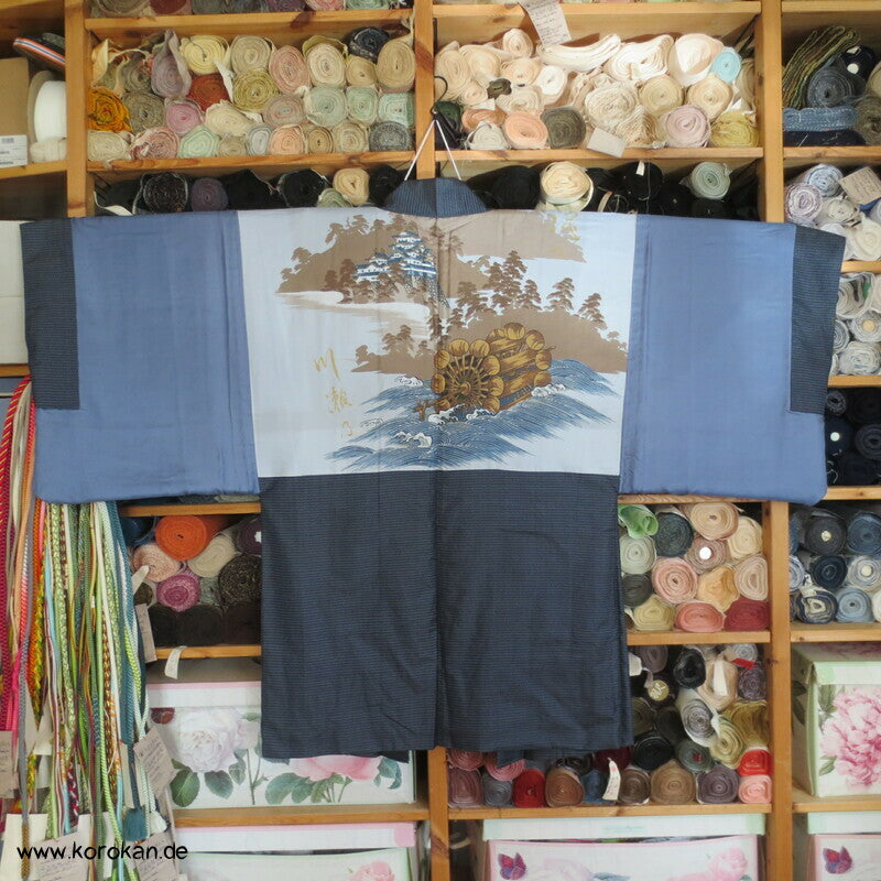 Kikko Kasuri Seiden Tsumugi Haori Jacke, Wasserrad