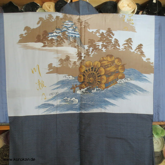 Kikko Kasuri Seiden Tsumugi Haori Jacke, Wasserrad