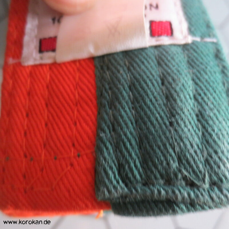 Dan Rho Kaku Obi für Judo Anzüge - grün - rot Baumwolle