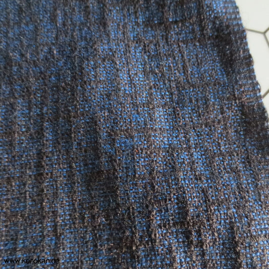 blau schwarzer Männer Kimono Wolle / Seide Krepp