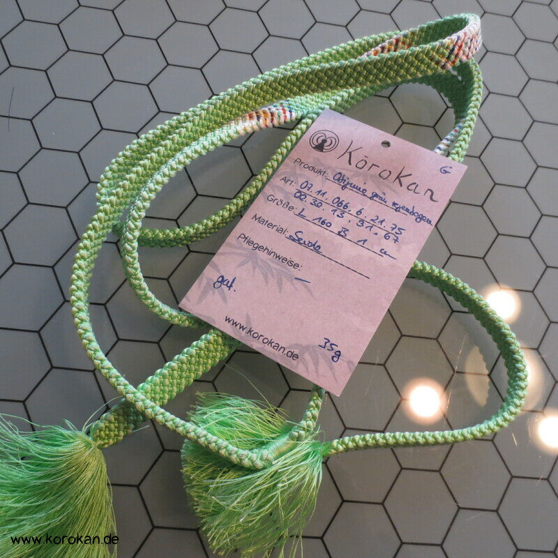 blasshellgrün mit Regenbogenabschnitt Obijime, Seide