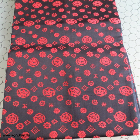 Tachibana, Mon auf schwarzem Seidensatin Nagoya Obi Kimonogürtel