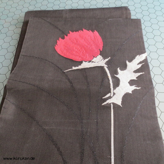 Distel auf anthrazit Sommer Nagoya / Fukuro Obi