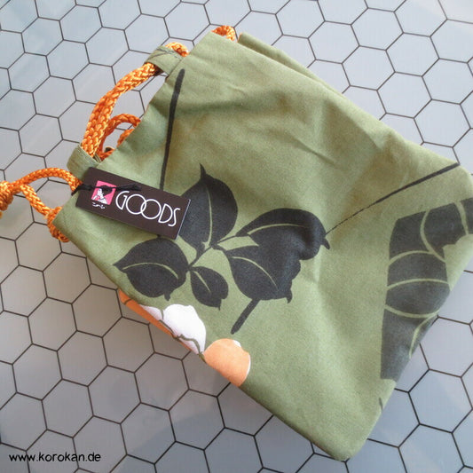 Kinchaku Zugbeutel - Tasche gelbe Rosen Baumwolle für Yukata Kimono