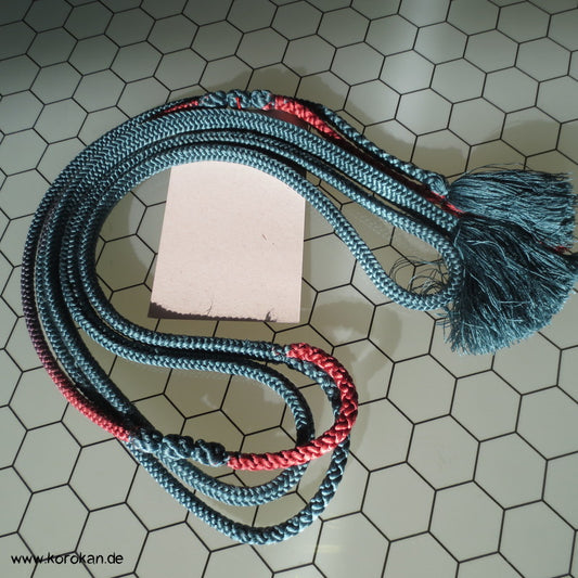 petrol - dunkelroter Kordel Obijime - mit Verdickungen