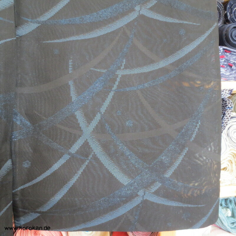 glitzernde blaue Gräser, Hitoe Kimono, halbtransparent Sha Seide