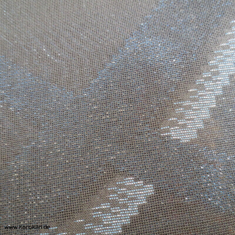 glitzernde blaue Gräser, Hitoe Kimono, halbtransparent Sha Seide