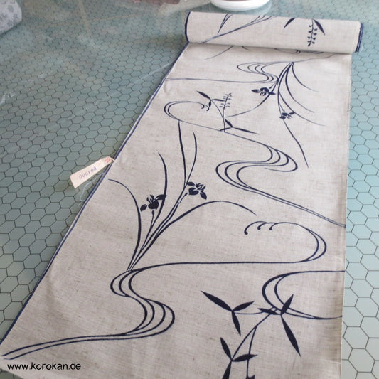 Iris indigo Yukata Kimono Hanf Stoff - antik