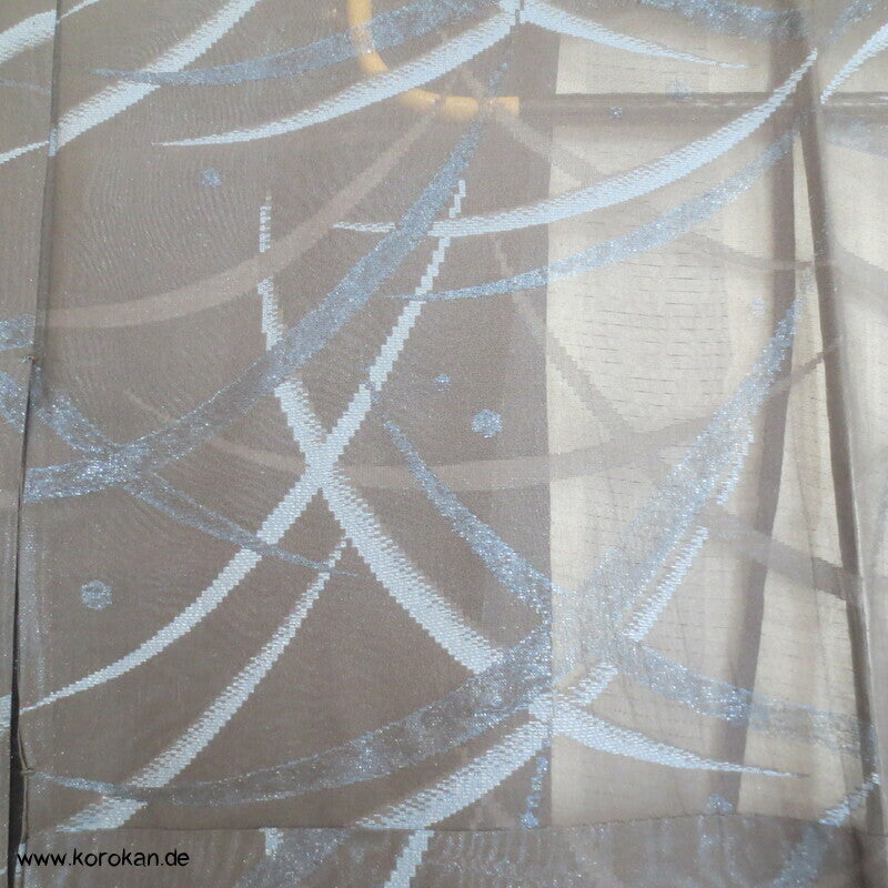glitzernde blaue Gräser, Hitoe Kimono, halbtransparent Sha Seide