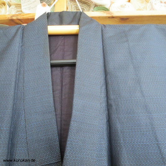 Männer Tsumugi Seiden Kasuri Kimono, blau