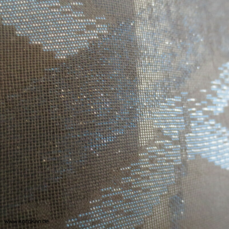 glitzernde blaue Gräser, Hitoe Kimono, halbtransparent Sha Seide