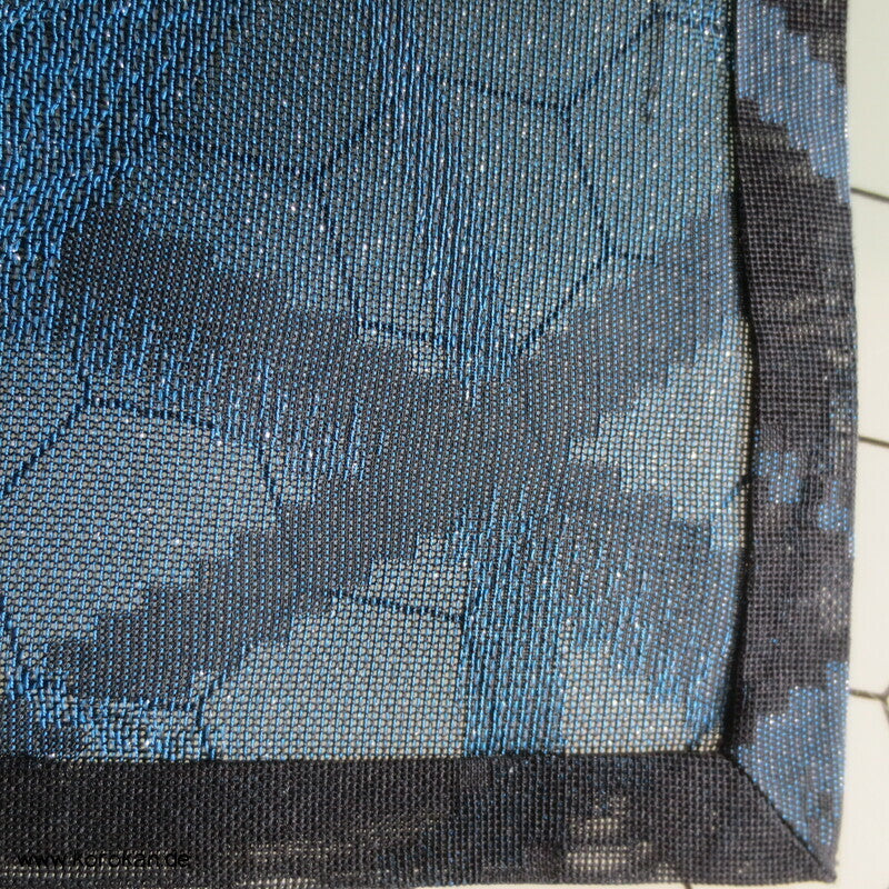 glitzernde blaue Gräser, Hitoe Kimono, halbtransparent Sha Seide