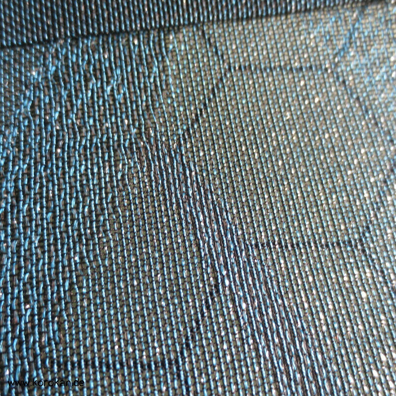 glitzernde blaue Gräser, Hitoe Kimono, halbtransparent Sha Seide