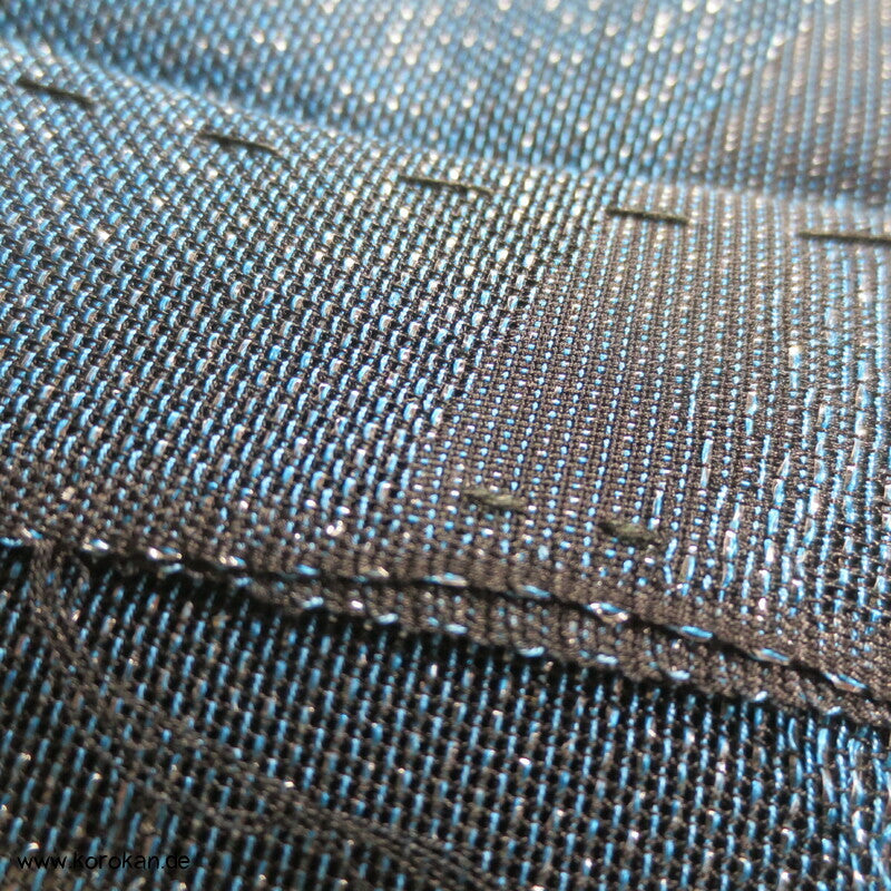 glitzernde blaue Gräser, Hitoe Kimono, halbtransparent Sha Seide