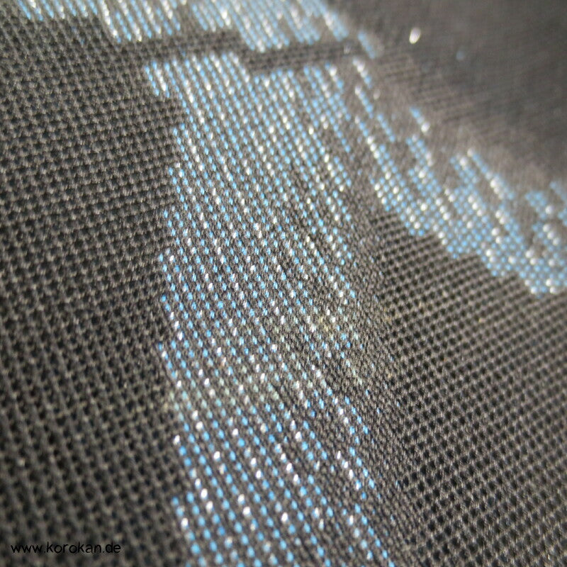 glitzernde blaue Gräser, Hitoe Kimono, halbtransparent Sha Seide