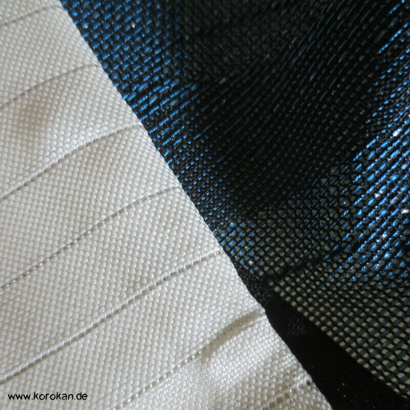 glitzernde blaue Gräser, Hitoe Kimono, halbtransparent Sha Seide