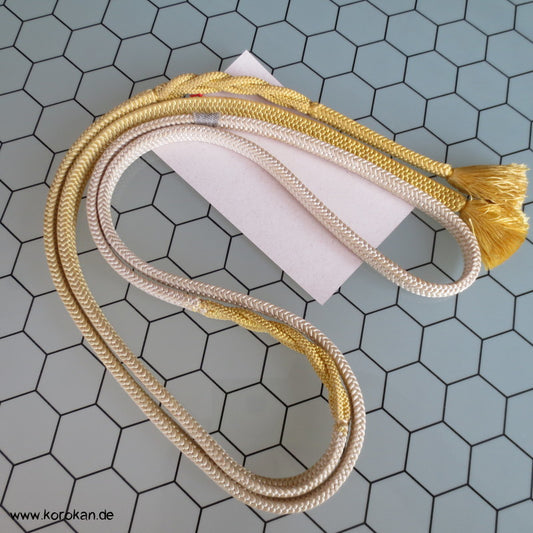 hellgelb - weiß Kordel Obijime - mit Zopfteil