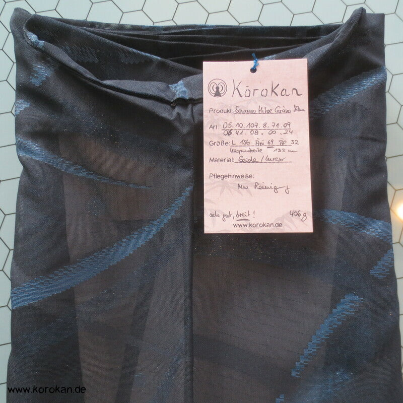 glitzernde blaue Gräser, Hitoe Kimono, halbtransparent Sha Seide