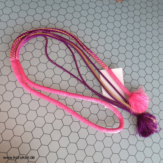 pink - lila Kordel Obijime, geteilt mit Gold