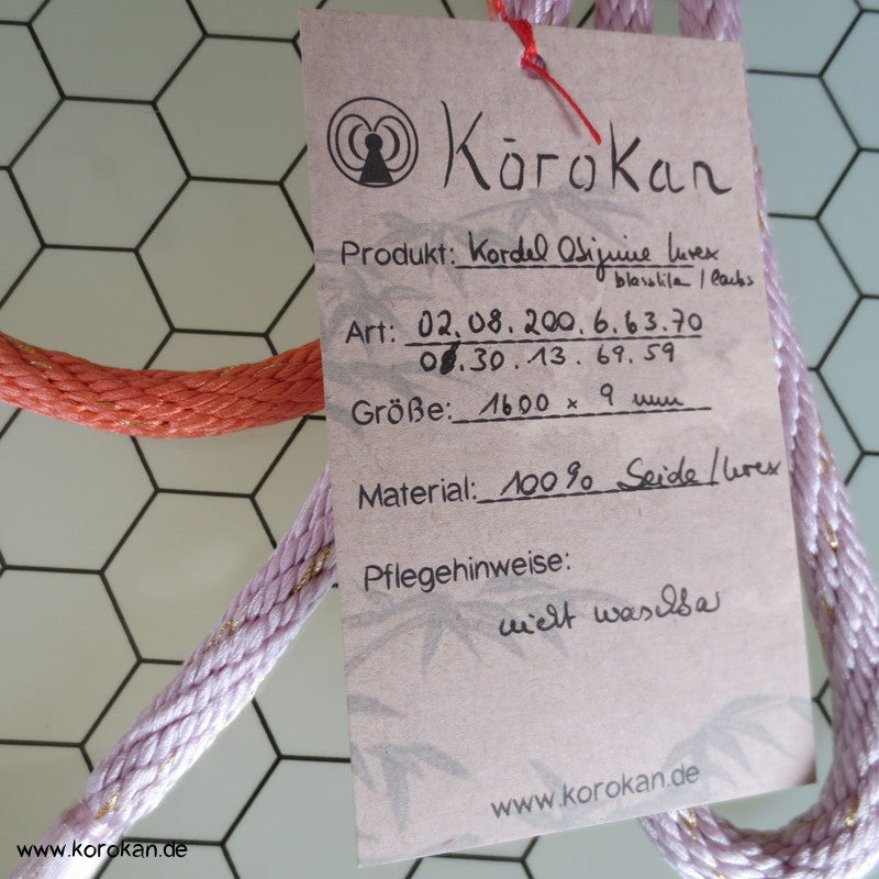 lachs - flieder Kordel Obijime, neu mit Etiketten