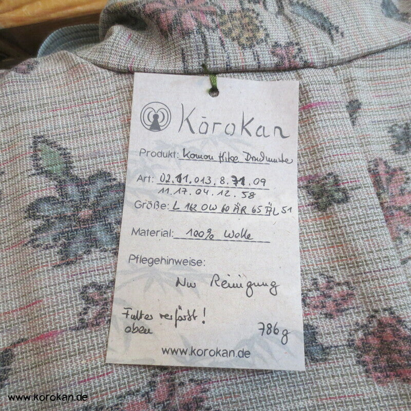 Druck Kasuri Blumen Hitoe - ungefütterter - Woll Kimono