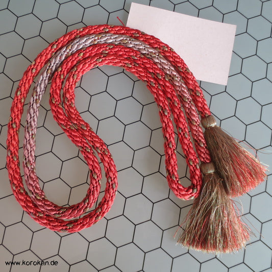 persimmon, silber Kordel Obijime, Lurex