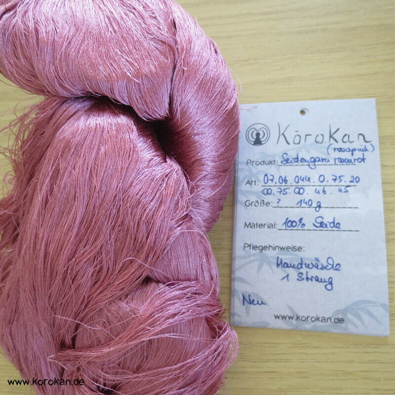 rosapink rosenrotes Seidengarn zum Weben aus japanischer Obi Werkstatt
