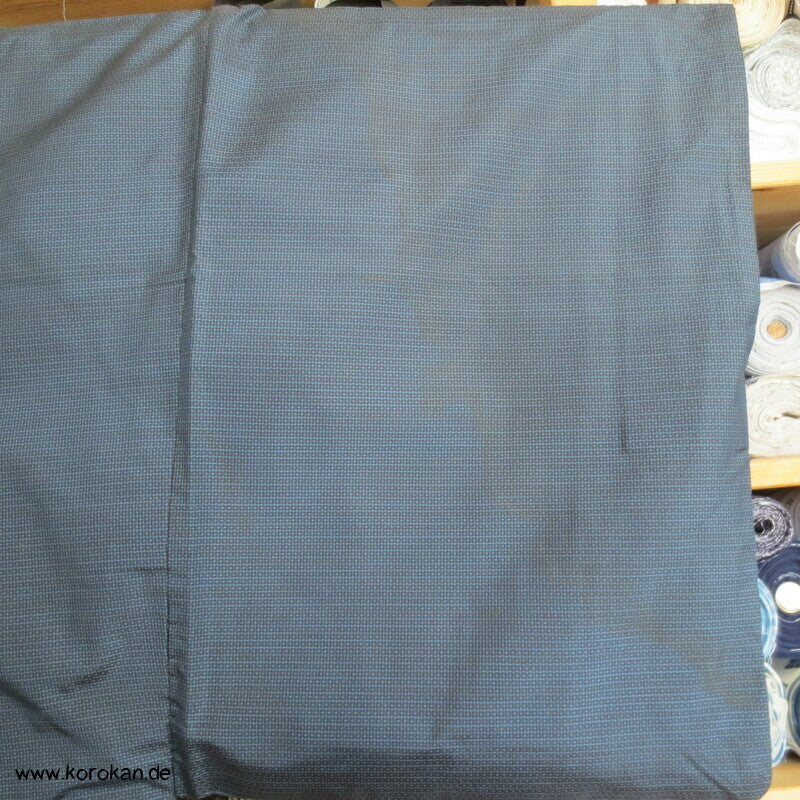 Kimono und Haori Set in blau schwarzer Kasuri Tsumugi Seide