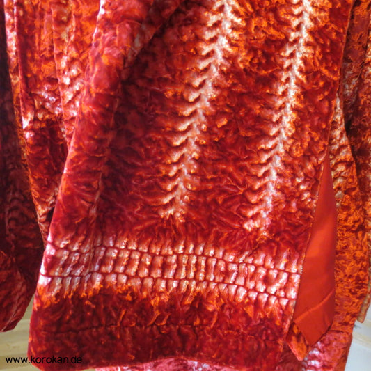 orangeroter Crash Shibori Samt Schal
