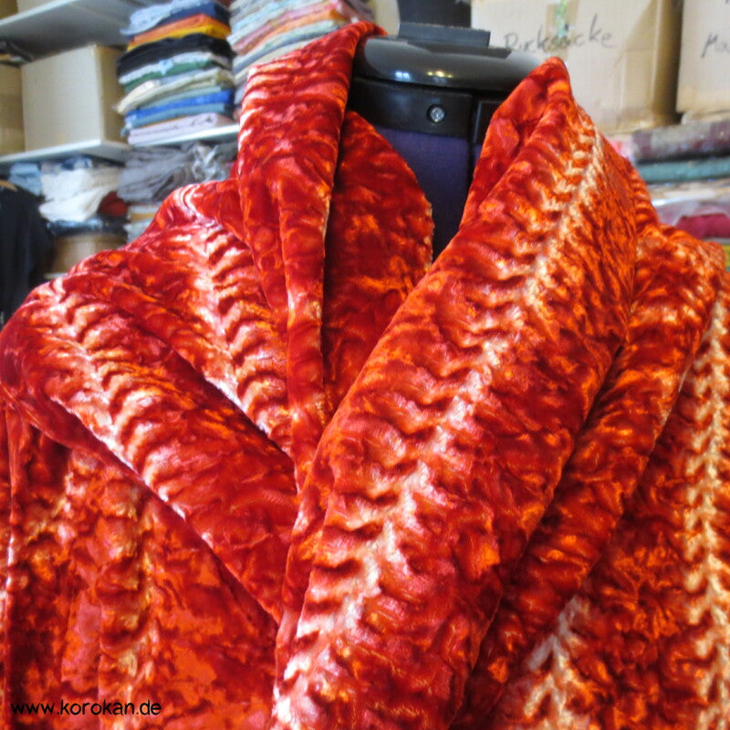 orangeroter Crash Shibori Samt Schal