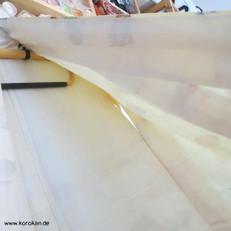 Fächerdruck, Goldakzente Komon Seiden Kimono
