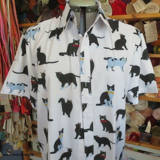 Neko Katzen Kurzarm Herrenhemd Gr. L