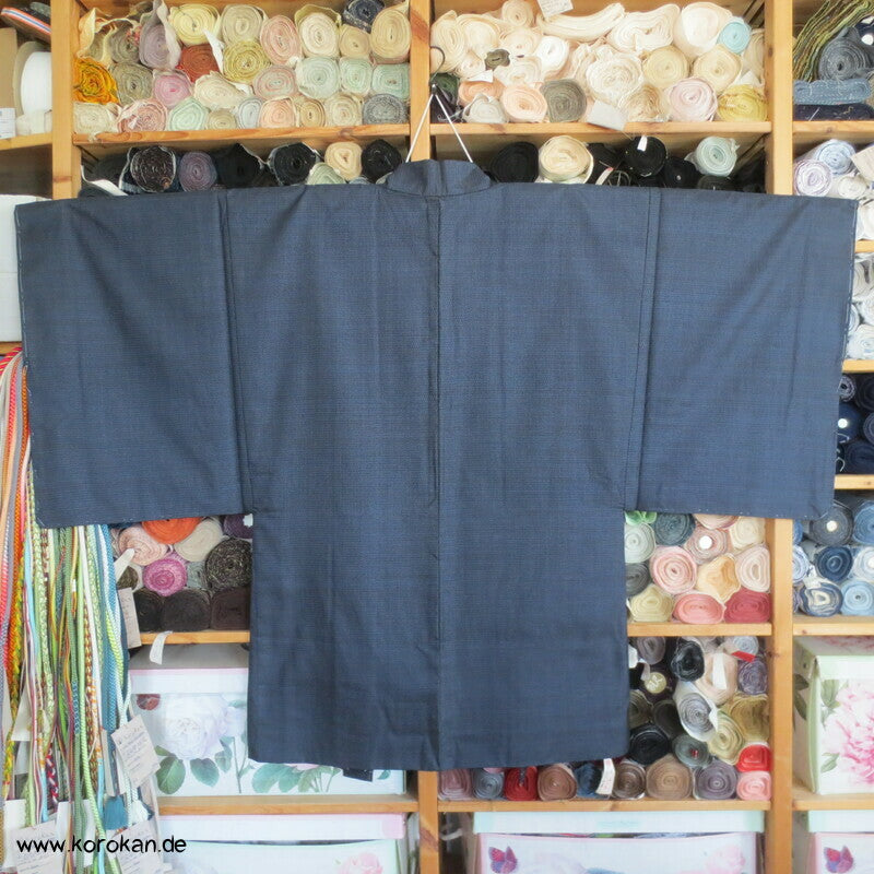 Tsumugi Seiden Haori Jacke mit Bilderfächerfutter