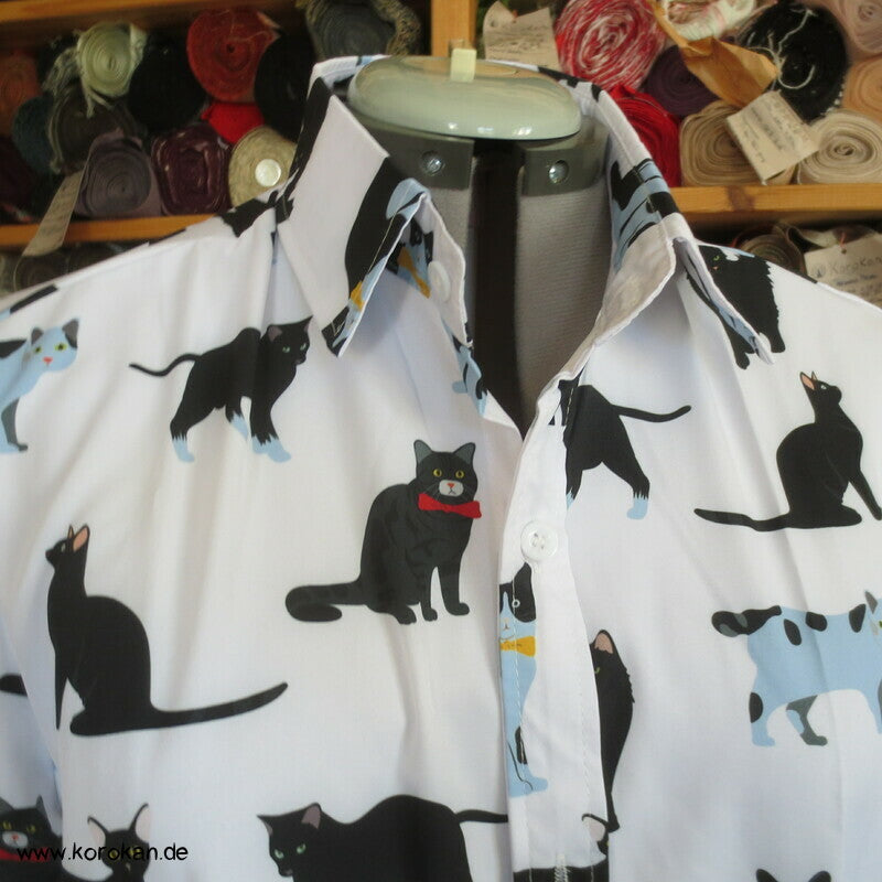 Neko Katzen Kurzarm Herrenhemd Gr. L