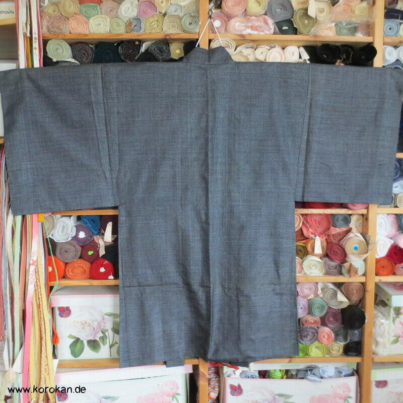 blau weiße Tsumugi Seide Kasuri Haori, Musterfutter
