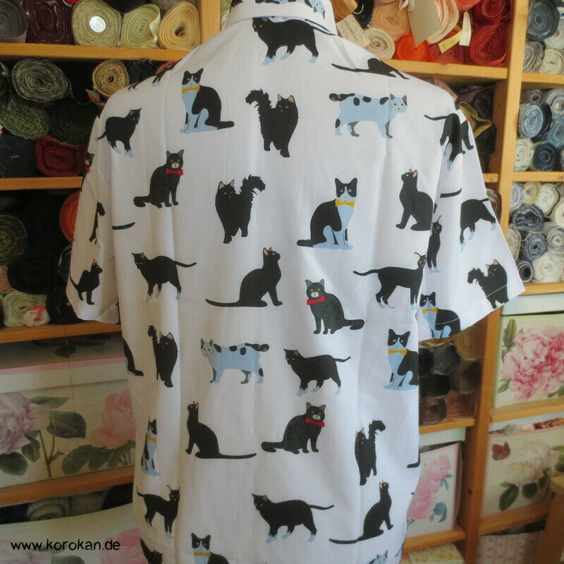 Neko Katzen Kurzarm Herrenhemd Gr. L