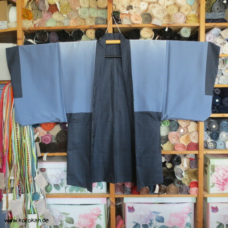Tsumugi Seiden Haori Jacke mit Bilderfächerfutter