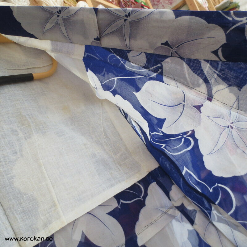 Ackerwinden auf blau Hitoe Kimono