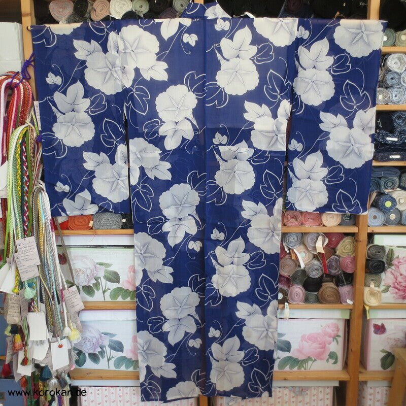 Ackerwinden auf blau Hitoe Kimono