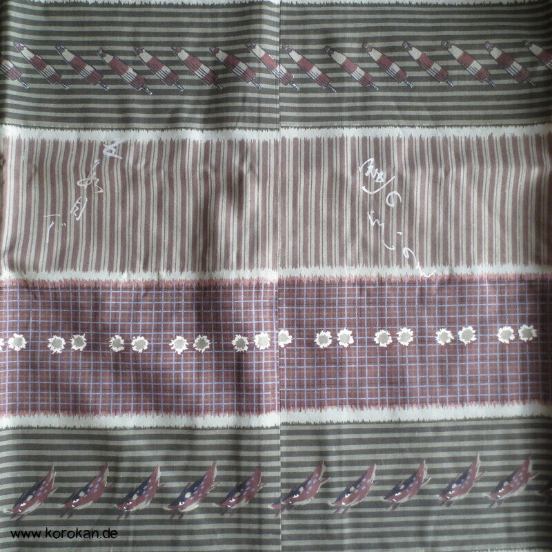 Wildschweine, Regenschirme, Blüten, Kanji Juban Kimono