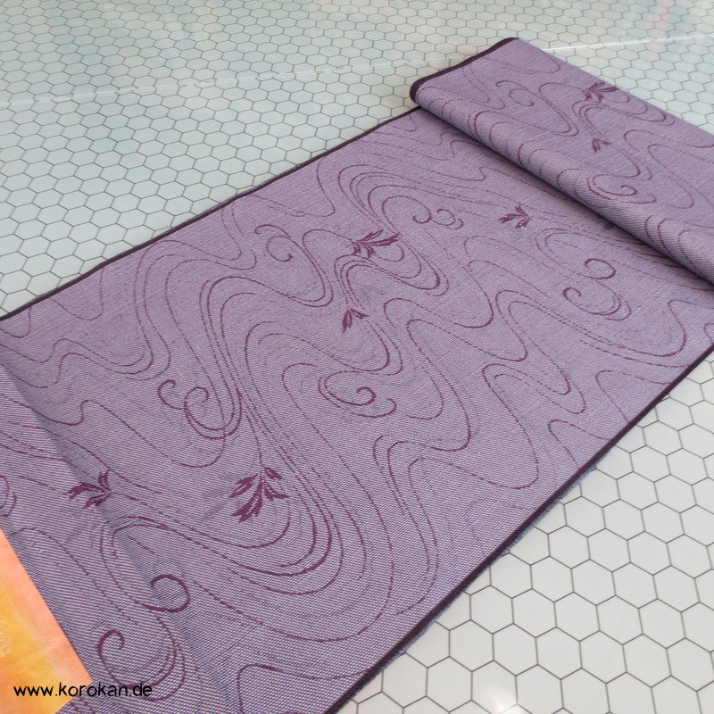 Wellen, Blätter mauve meliertes Wollmischgewebe Kimono Jacquard