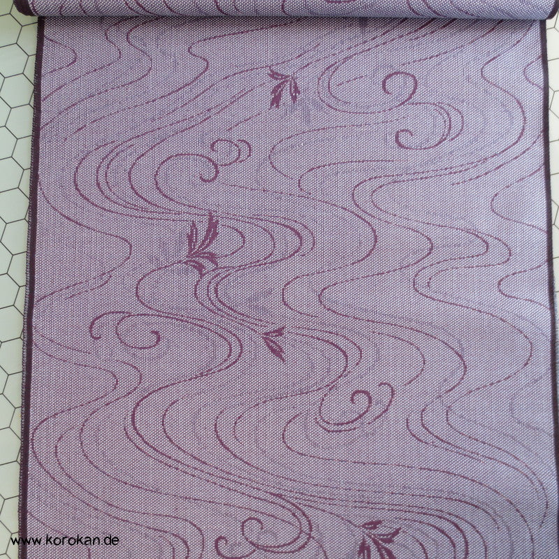 Wellen, Blätter mauve meliertes Wollmischgewebe Kimono Jacquard