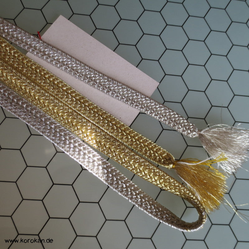 halb gold / halb silber Obijime, geflochten