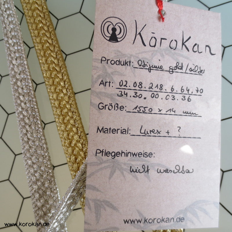 halb gold / halb silber Obijime, geflochten