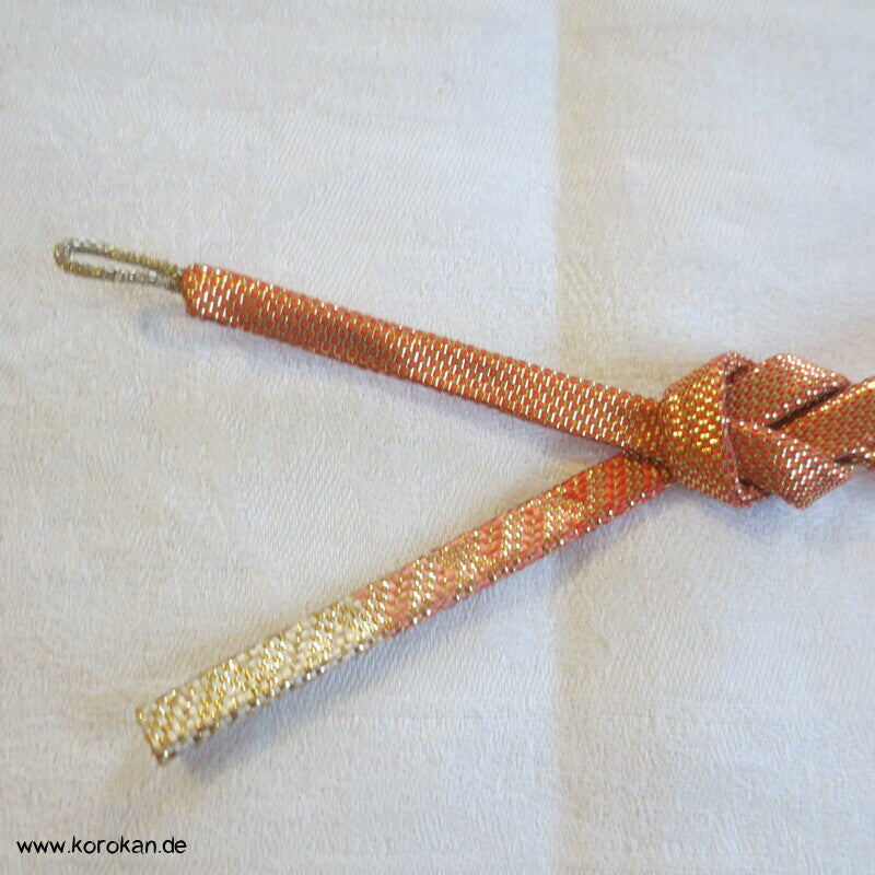 Saganishiki Haori Himo - Seide, rot gold
