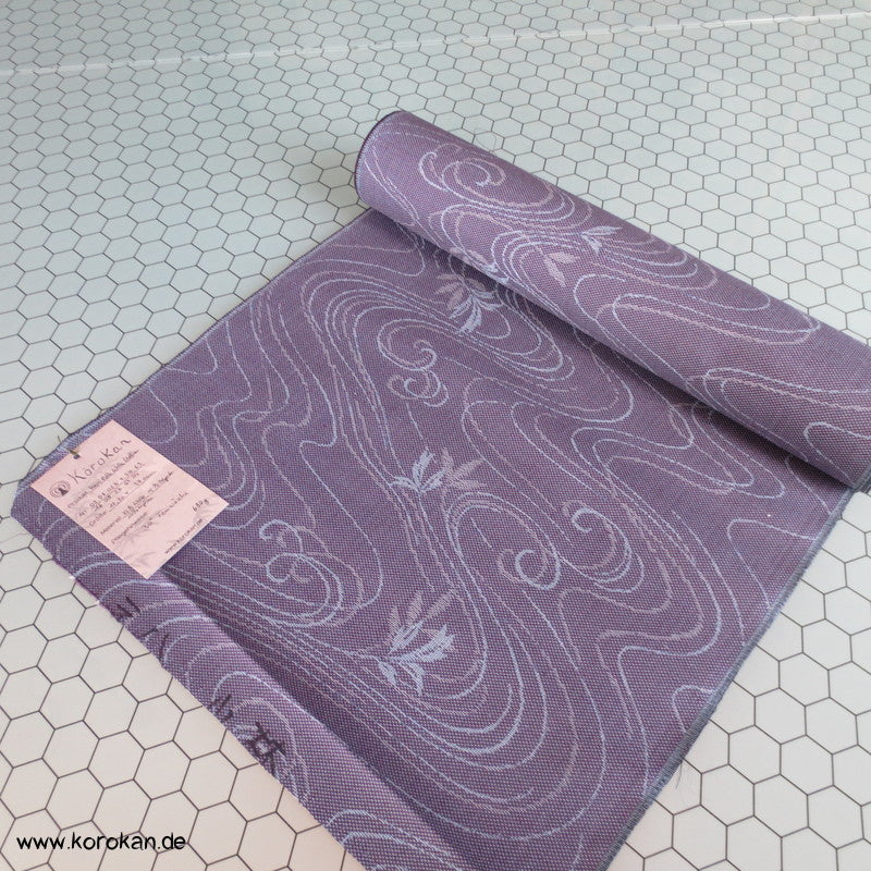Wellen, Blätter mauve meliertes Wollmischgewebe Kimono Jacquard