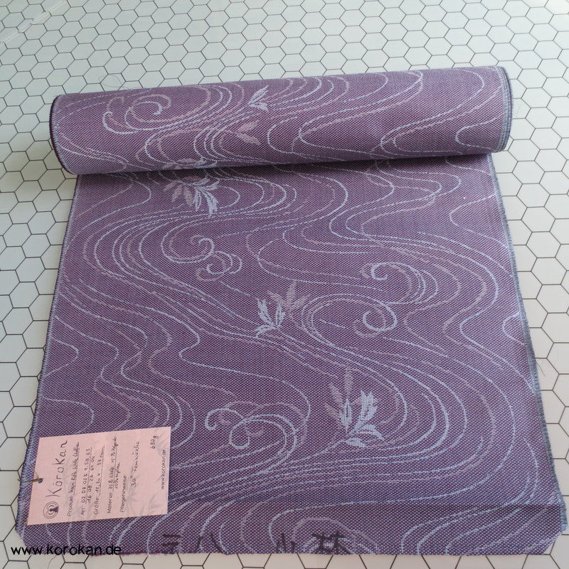 Wellen, Blätter mauve meliertes Wollmischgewebe Kimono Jacquard